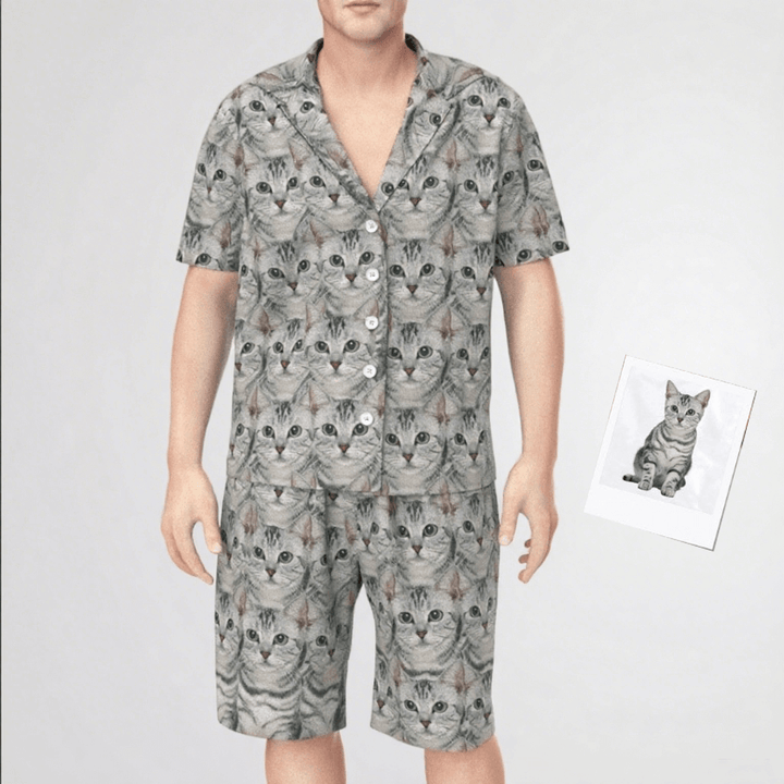 Custom Face Pajamas Men's Short Sleeve Pyjamas