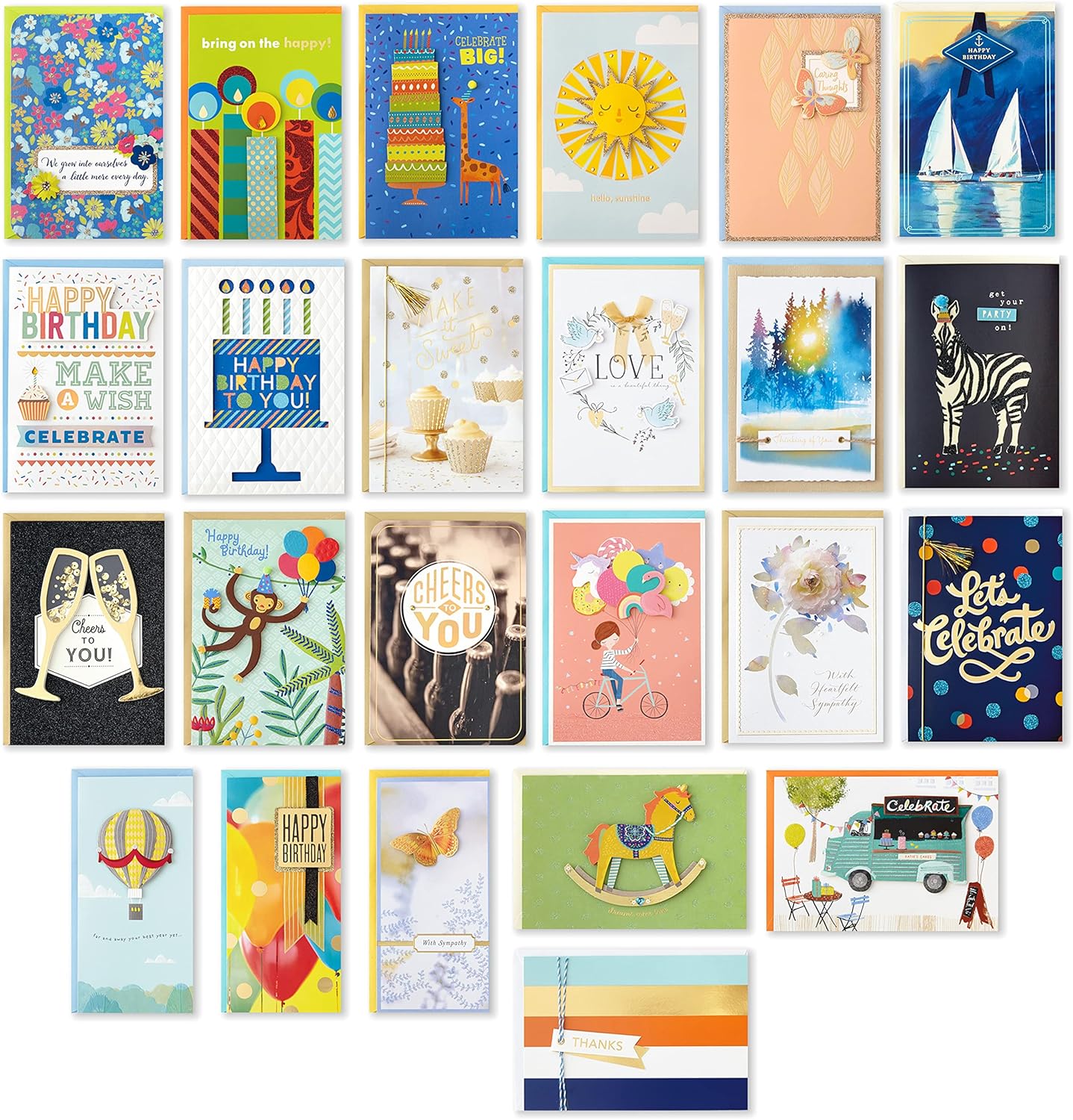 24 Handmade All-Occasion Greeting Cards Set – Birthday, Sympathy