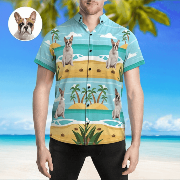 Personalized Photo Print Hawaiian Shirts Summer Beach Button Shirt