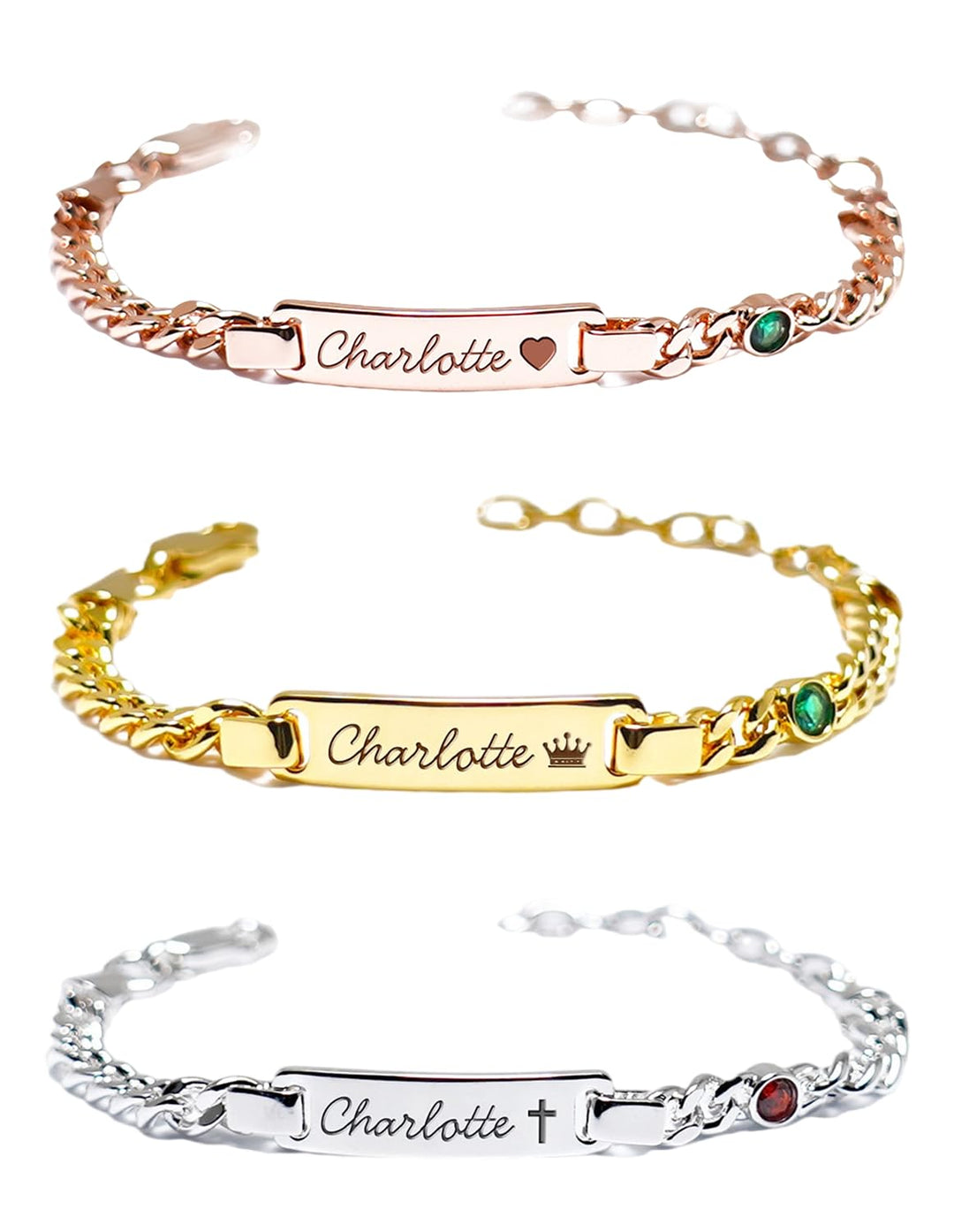 Personalized Baby Name Bracelets with Birthstone