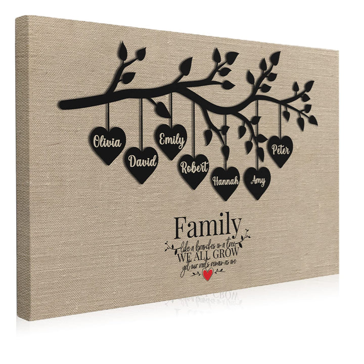 Family Tree Wall Art Canvas Custom with Family Names