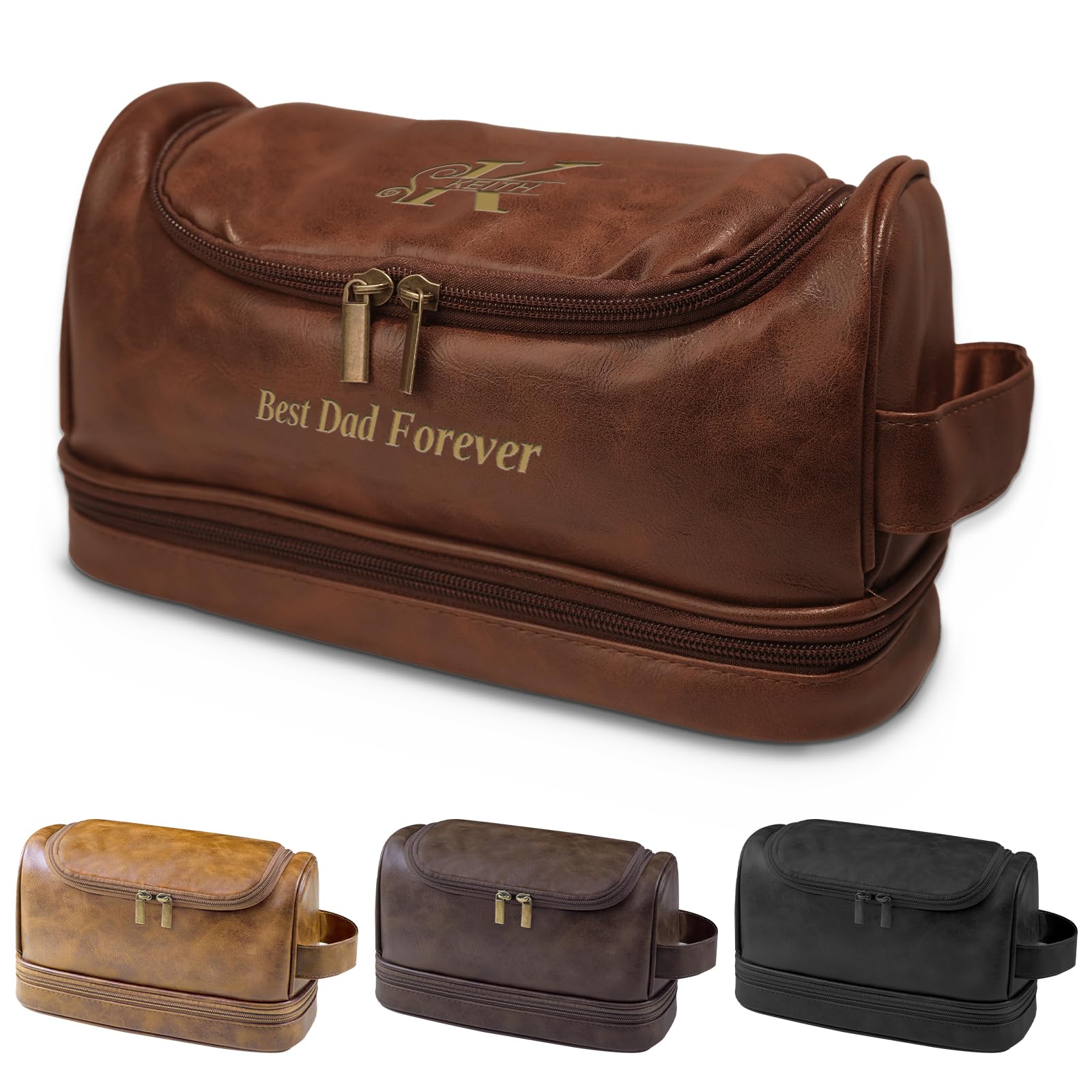 Personalized Leather Toiletry Bag for Men