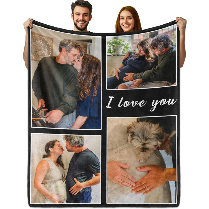 Custom Photo Blanket Gifts  for Wife Husband Dad Mom