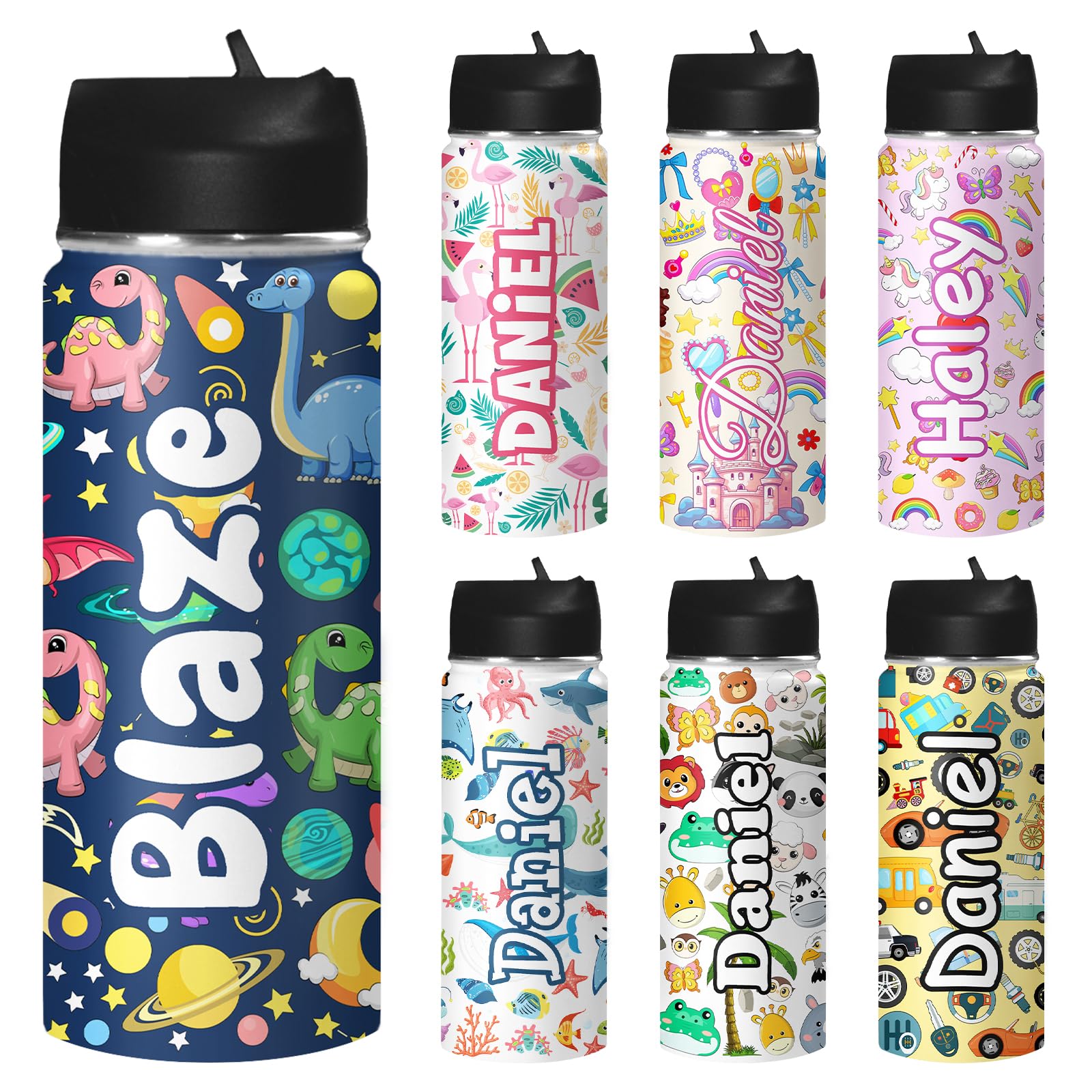 Personalized Water Bottles for Kids Custom Name