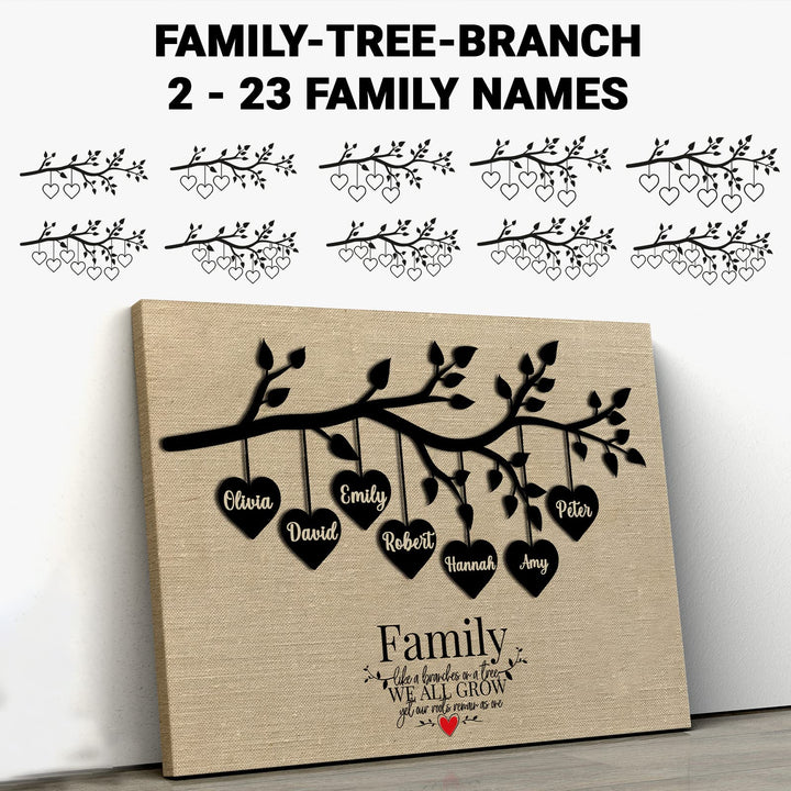 Family Tree Wall Art Canvas Custom with Family Names