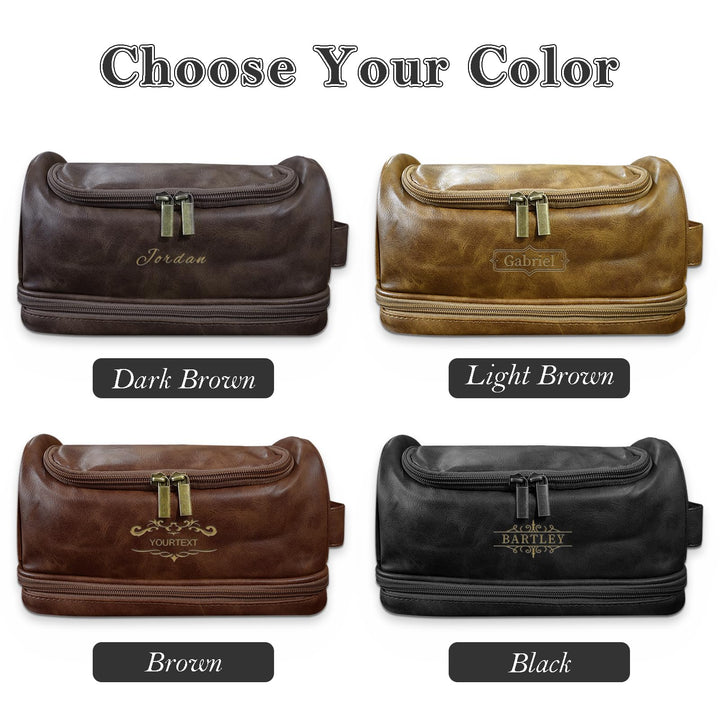 Personalized Leather Toiletry Bag for Men