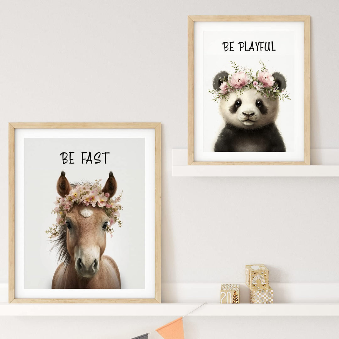 Baby Safari Animals Wall Decor, Set of 6 Posters