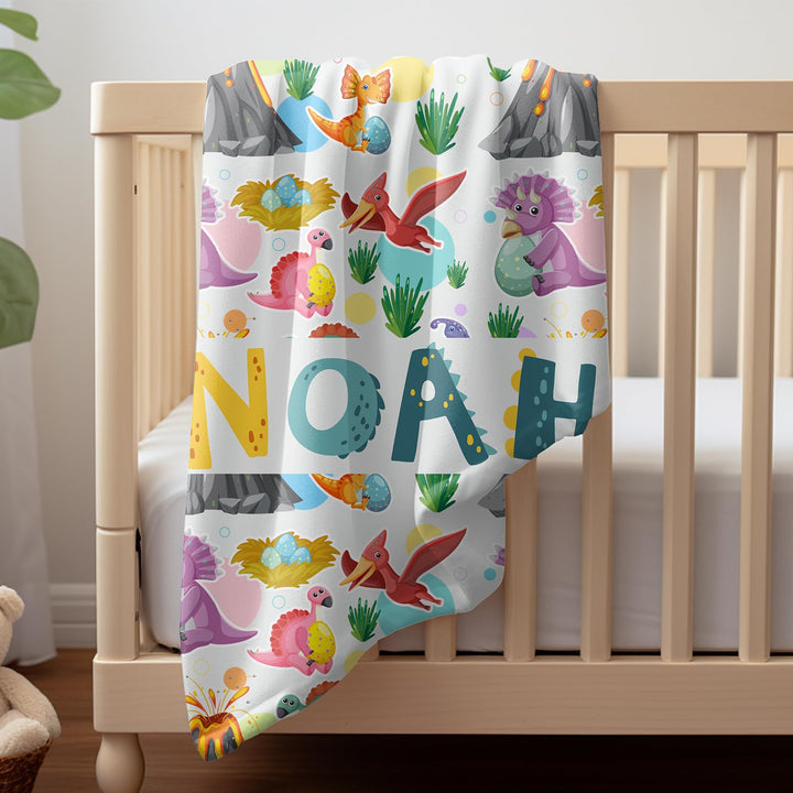 Personalized Dinosaur Baby Blanket with Name