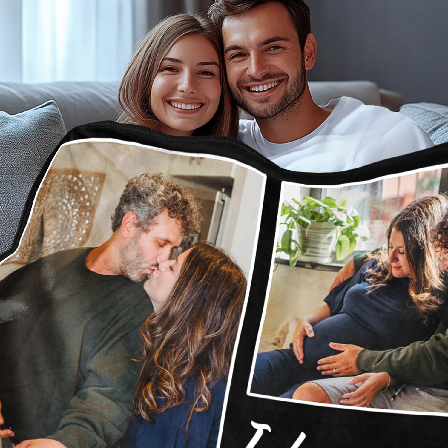 Custom Photo Blanket Gifts  for Wife Husband Dad Mom