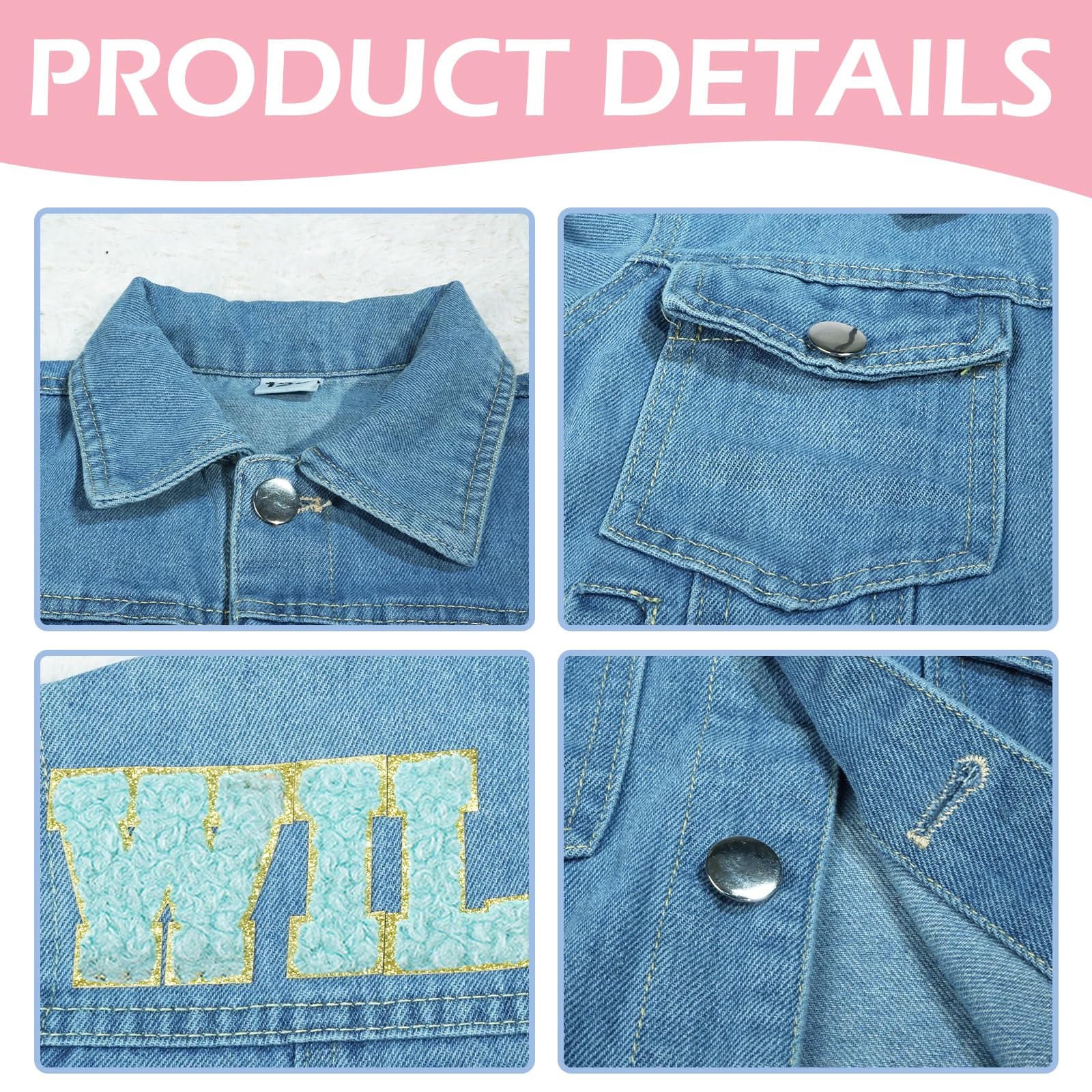 Personalized Patch Denim Jacket, Custom 1-8 Year