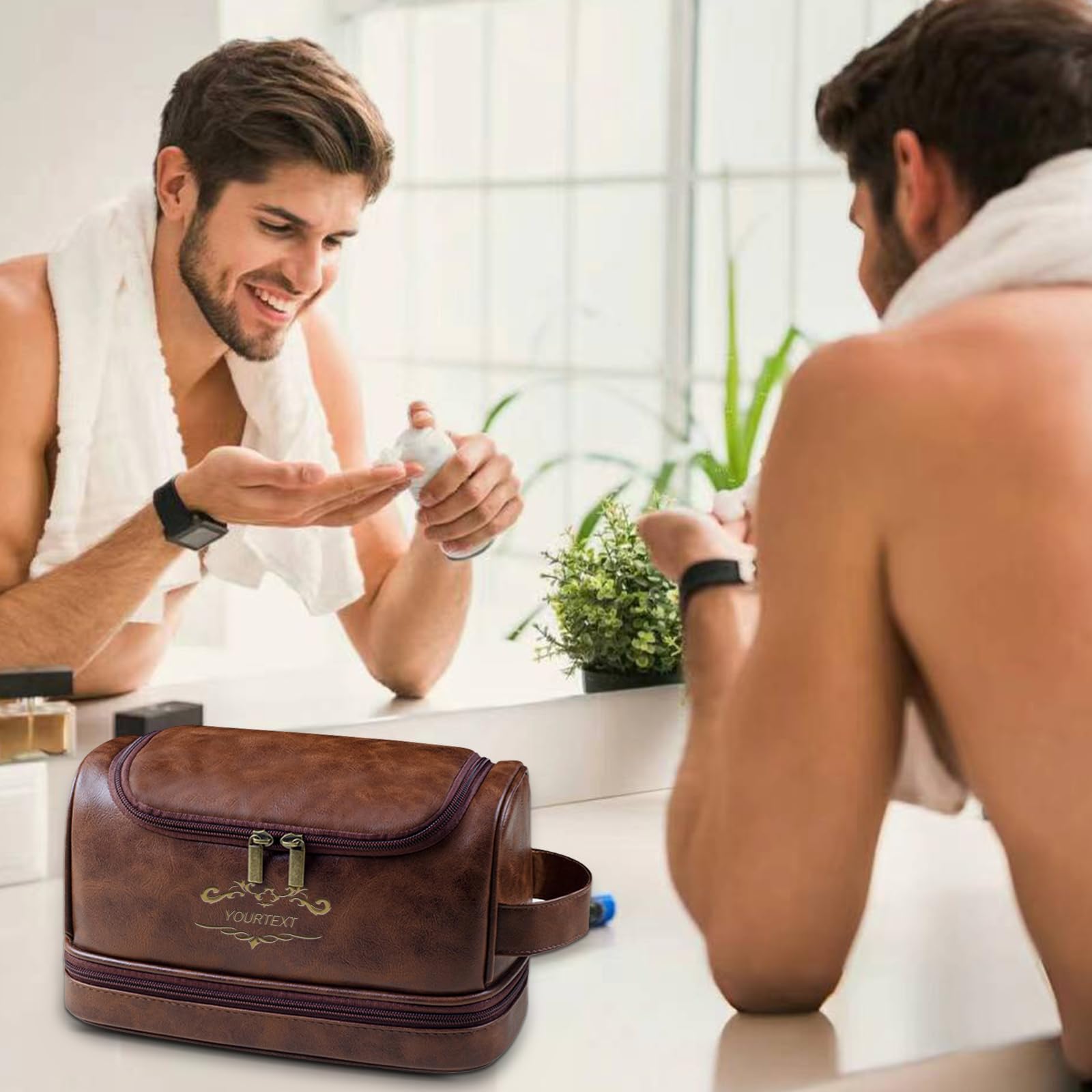 Personalized Leather Toiletry Bag for Men