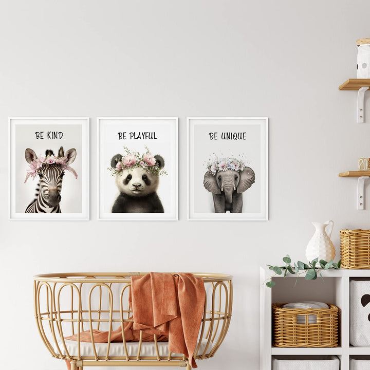 Baby Safari Animals Wall Decor, Set of 6 Posters