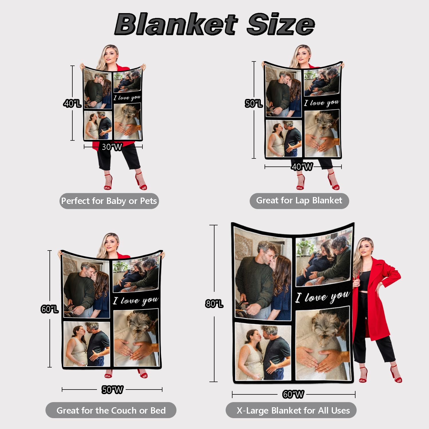 Custom Photo Blanket Gifts  for Wife Husband Dad Mom