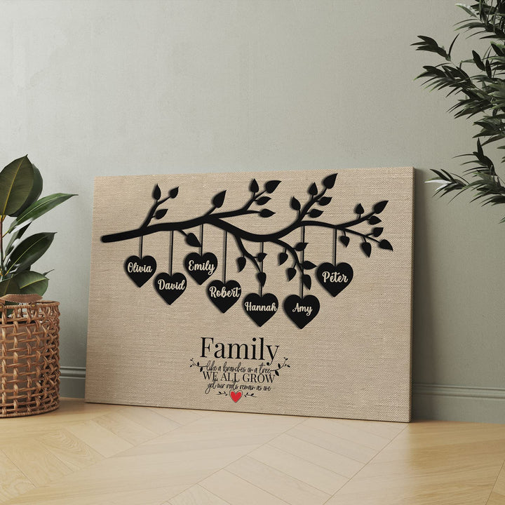 Family Tree Wall Art Canvas Custom with Family Names