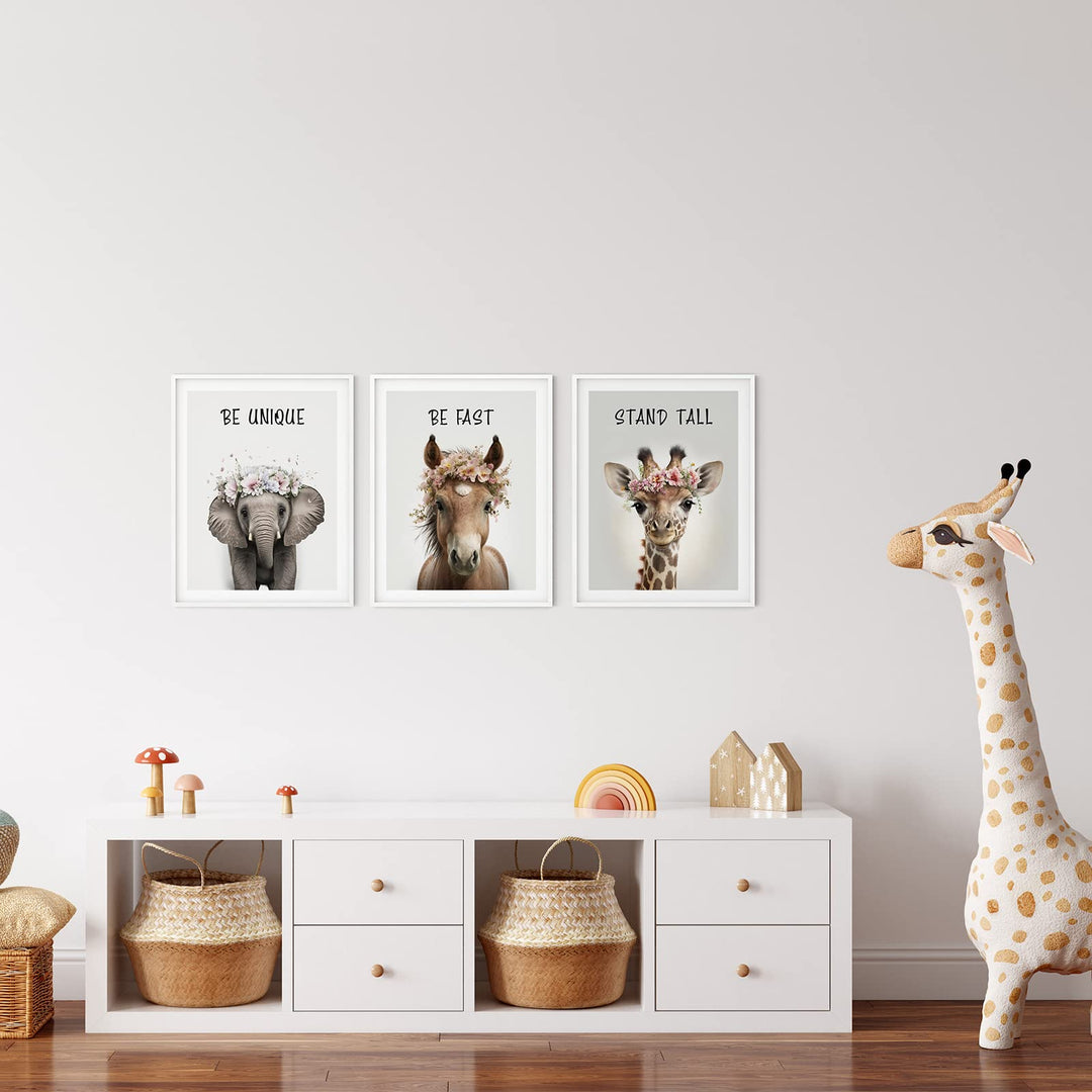 Baby Safari Animals Wall Decor, Set of 6 Posters