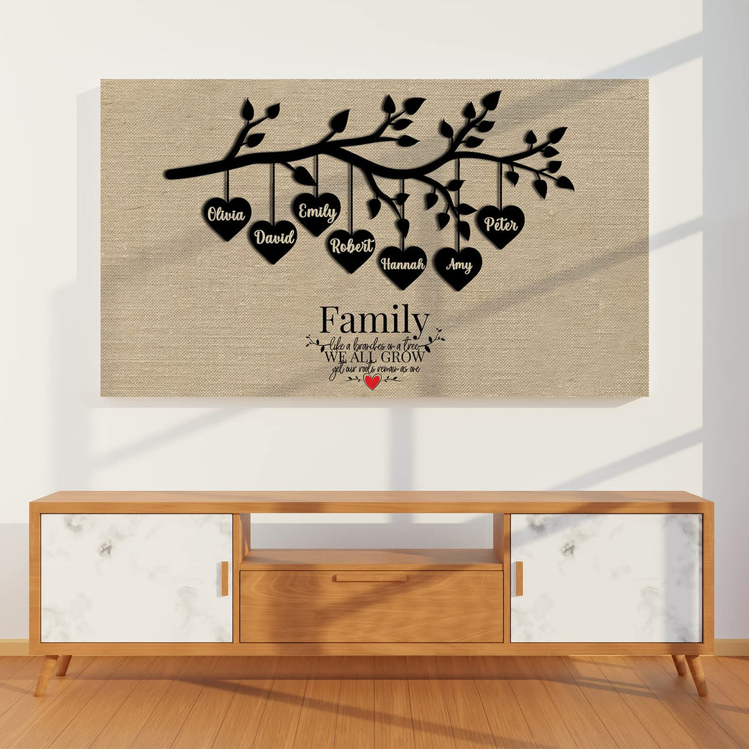 Family Tree Wall Art Canvas Custom with Family Names