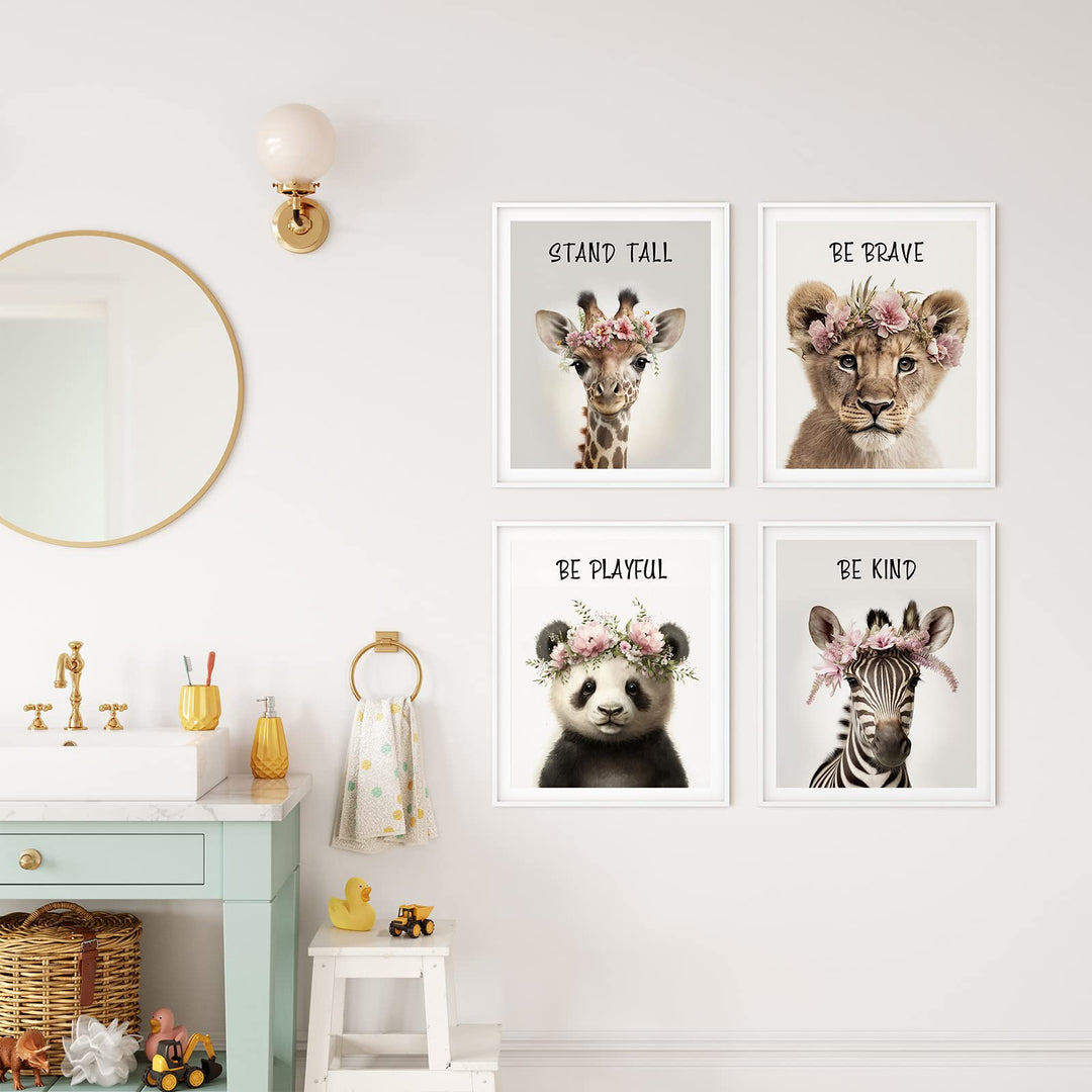 Baby Safari Animals Wall Decor, Set of 6 Posters