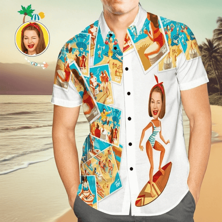 Custom Face Beach Shirt Men’s Hawaiian Shirts Joining Together Photos