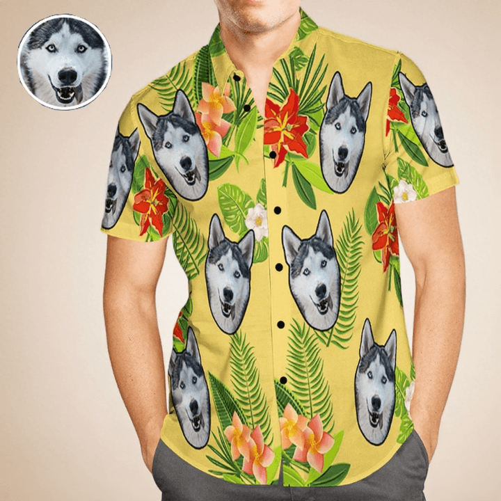 Custom Floral Hawaiian Shirts Personalized Hawaiian Shirt With Dog Face